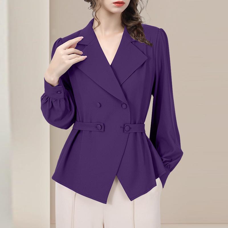 ZANZEA Women Casual Turn Down Collar Long Sleeve Elegant Blouse