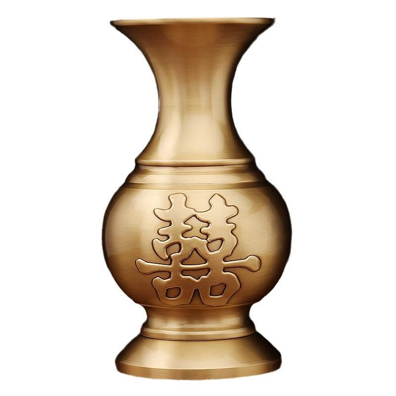 Brass Vase Living Room Home Decoration Creative Metal Craft Wedding Bottle Pure Copper Ornament