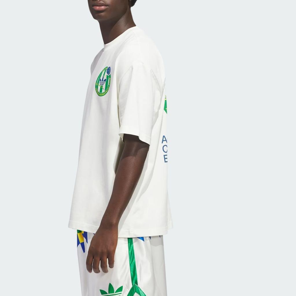 adidas Originals Basketball Crest Loose Fit Round Neck Sports Short Sleeve T-Shirt Unisex Tops KD3615