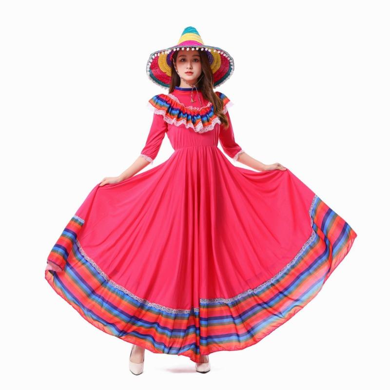 Halloween Traditional Style Adult Children Large Skirt Skirt Grid Dress Costume