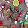 RONYOUNG 20PCS 4.5inch Red Berry Stems Pine Branches Evergreen Berries Décor Artificial Pine Cones Branch for Christmas Craft Wreath Pick & Winter