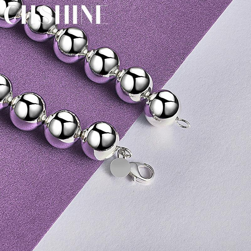 CHSHINE New 925 Sterling Silver 14mm Beaded Bracelet For Women Wedding Party Fashion Charm Jewelry