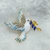 Women Brooch Bird Wing Pigeon Shape Suit Pin Sparkling Rhinestones Inlaid Retro Style Peace Symbol Brooch Woolen Coats Accessory