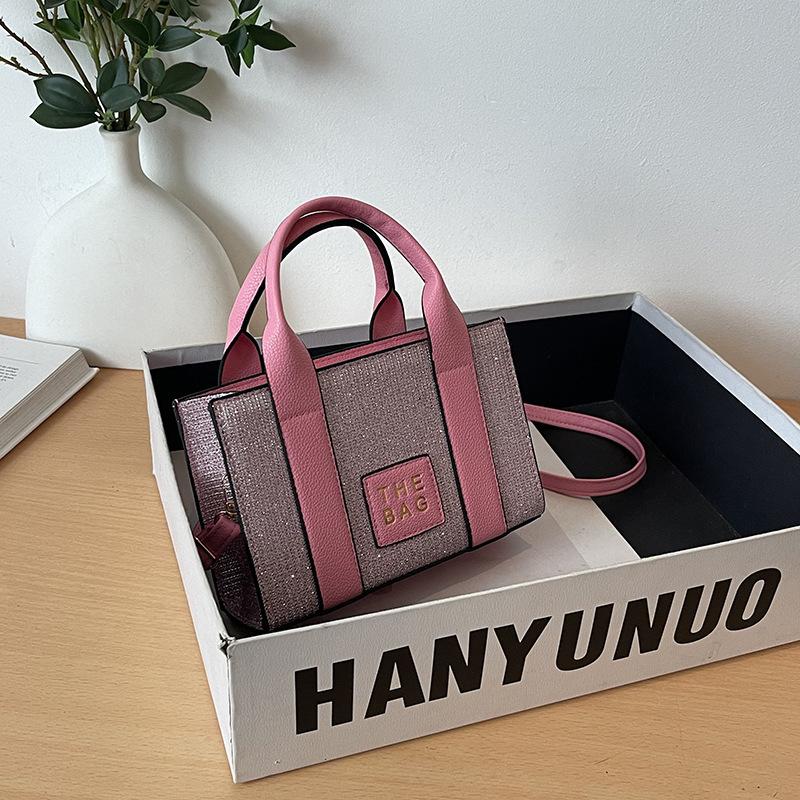 

2025 Korean version of fashionable and popular simple sequined Bags tote bag shoulder crossbody handbag diagonal span small square