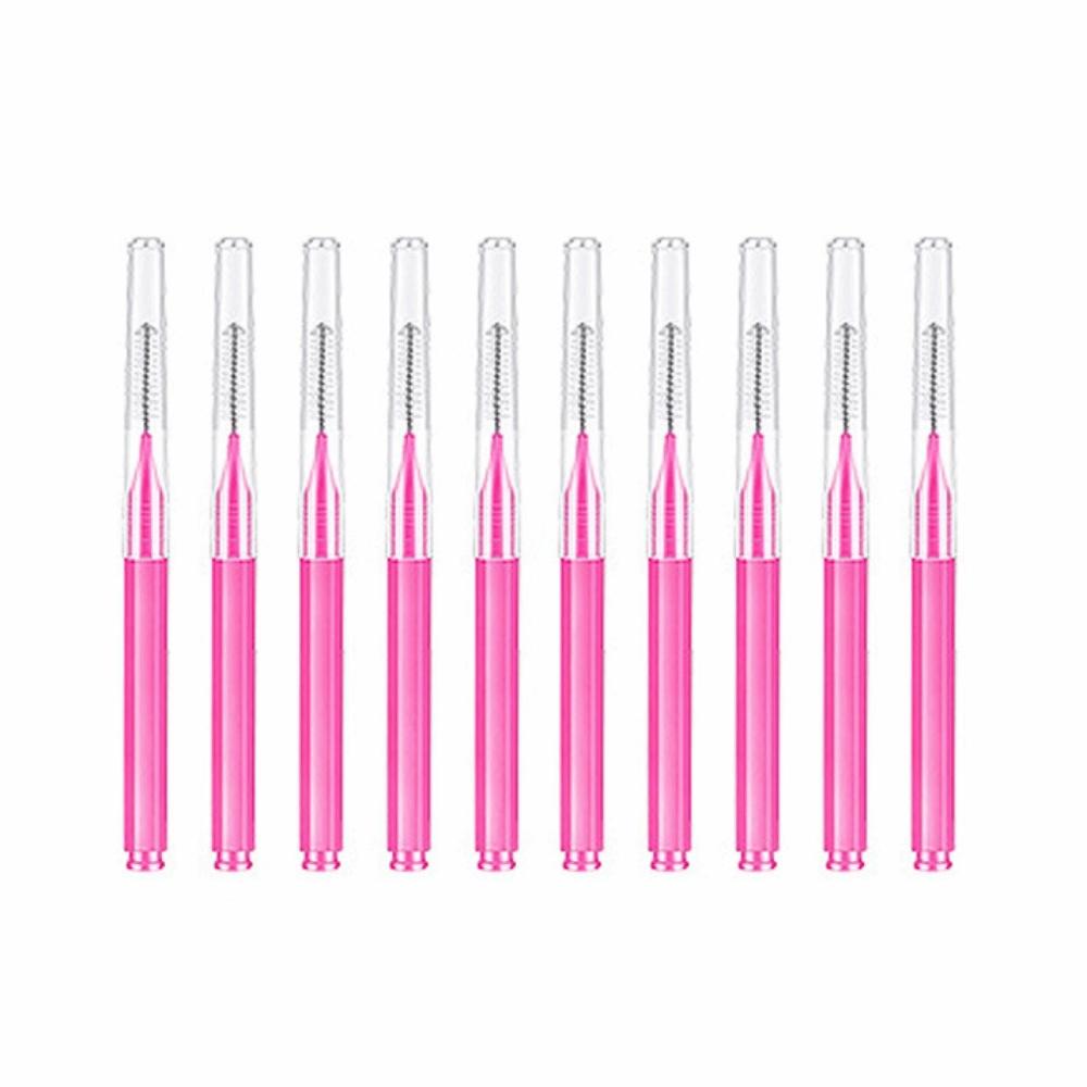10 pieces/set Bendable Gap Brush Portable Mini Eyebrow Brush Cup Cleaning Brush  Tooth Gap Cleaning розовый
