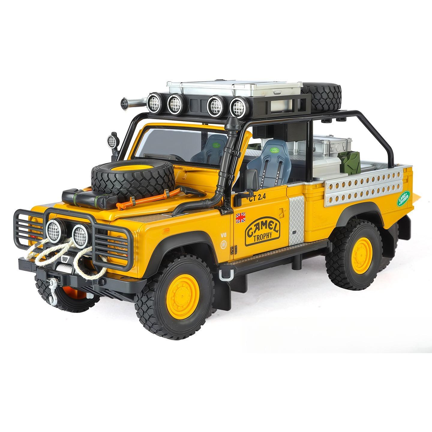 

Simulation 1/24 Defender 110 Off-road Alloy Car Model Collection Ornament Children s Toy Vehicle Gift Pullback Light Miniature жёлтый