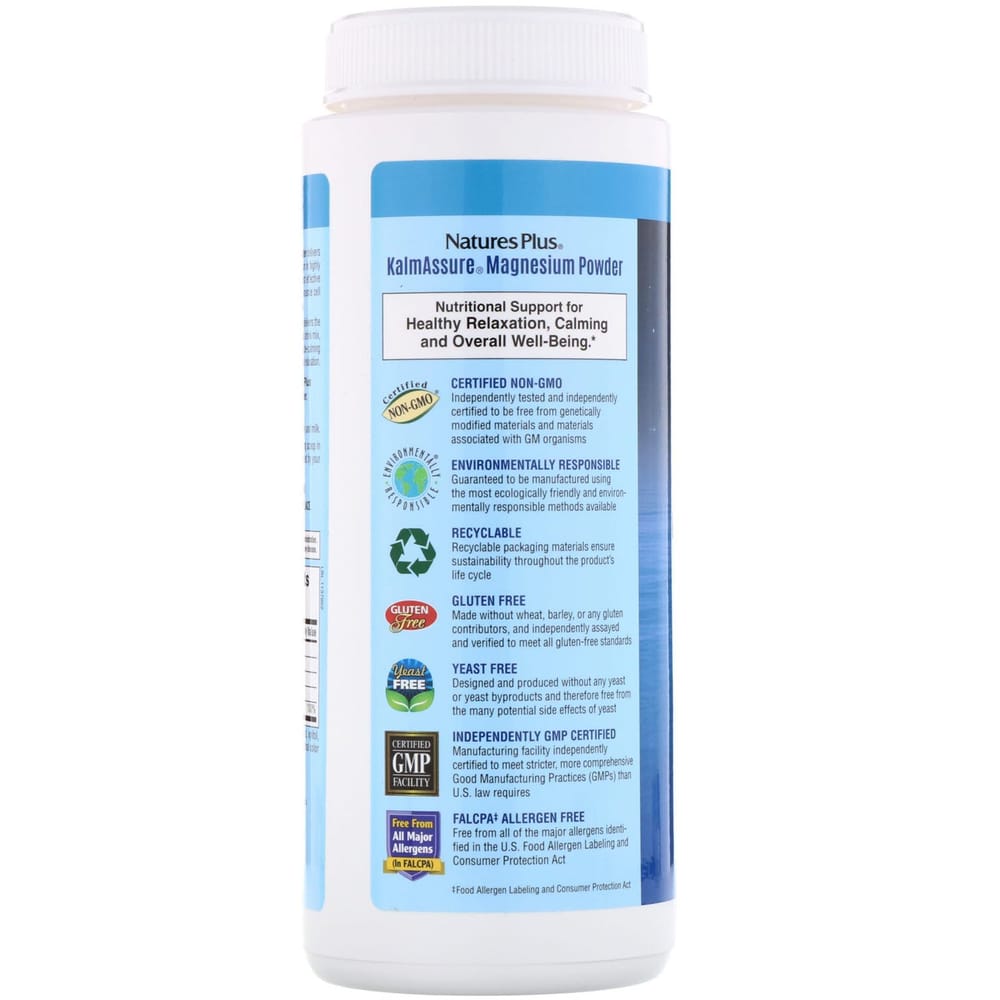 Nature's Plus Kalmassure Magnesium Powder, Orange Flavor, 400mg, 522g (1.15lbs)