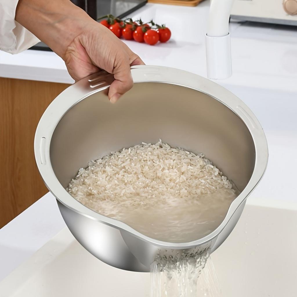 Heavy-Duty Stainless Steel Fine Mesh Strainer & Colander - Rustproof Kitchen Sieve Dishwasher Safe, Efficient Draining & Sifting, Rice Washer Strainer