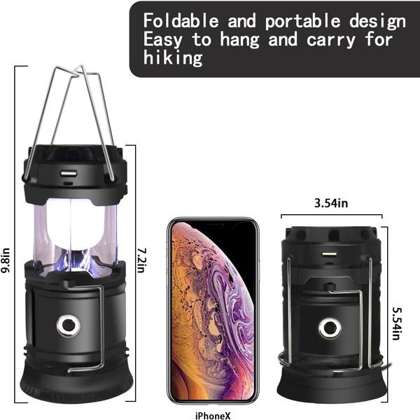 Collapsible Portable LED Camping Lantern Waterproof Solar USB Rechargeable LED Flashlight Survival Kits for Indoor Outdoor Home Emergency Light