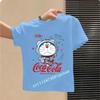Doraemon Children's Pure Polyester Short-Sleeved Boys' Sports Shirt, Girls' Casual Top, Big Bear Cartoon Print Summer T-Shirt