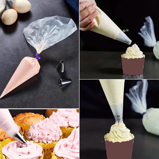 100Pcs Disposable Piping Bags Thickened Pastry Bags for Cake Decorating Icing Royal Icing Buttercream BPA-Free Leak-Proof Piping Bags