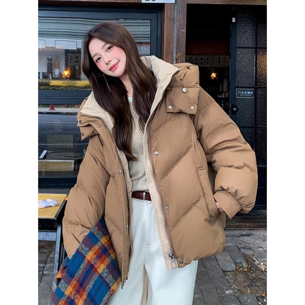 Women Short Cotton Coat Loose Fit Thickened Petite Cotton Jacket Cold Protection Bread Parkas