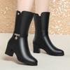 Women's Mid-calf Boots, Women's Boots, Middle-aged Cotton Boots, Soft-soled Fleece-lined Leather Shoes, Autumn and Winter Boots