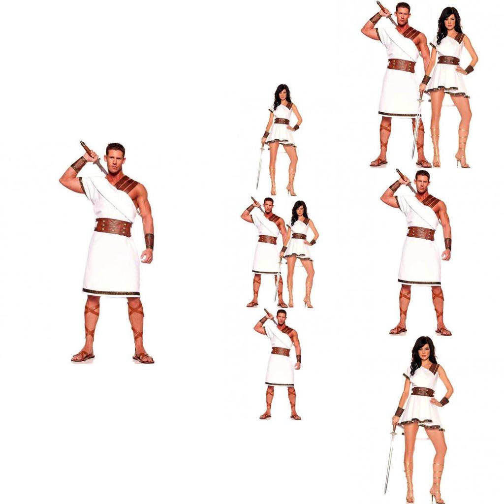 Costume di Halloween Unisex Taglia M XL per Adulti, Abito da Guerriero Greco Egiziano per Coppie Cosplay