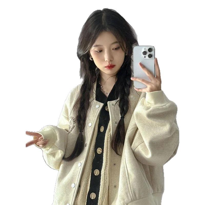 Short Baseball Uniform for Women Autumn and Winter Loose Casual Versatile Thickened Jacket