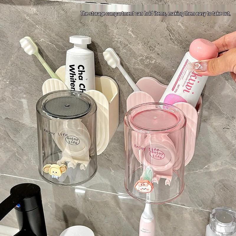 Wall-Mounted Toothbrush & Mouthwash Cup Holder