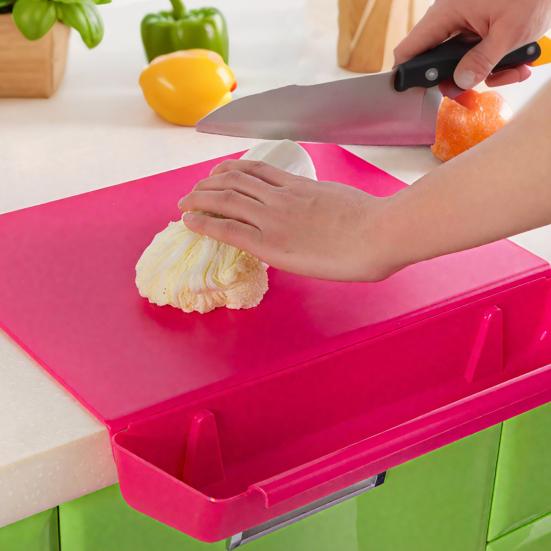 2-in-1 Acrylic Cutting Board with Food Container Slot Thickened Chopping Board for Food Prep Dishwasher Safe Kitchen Accessory