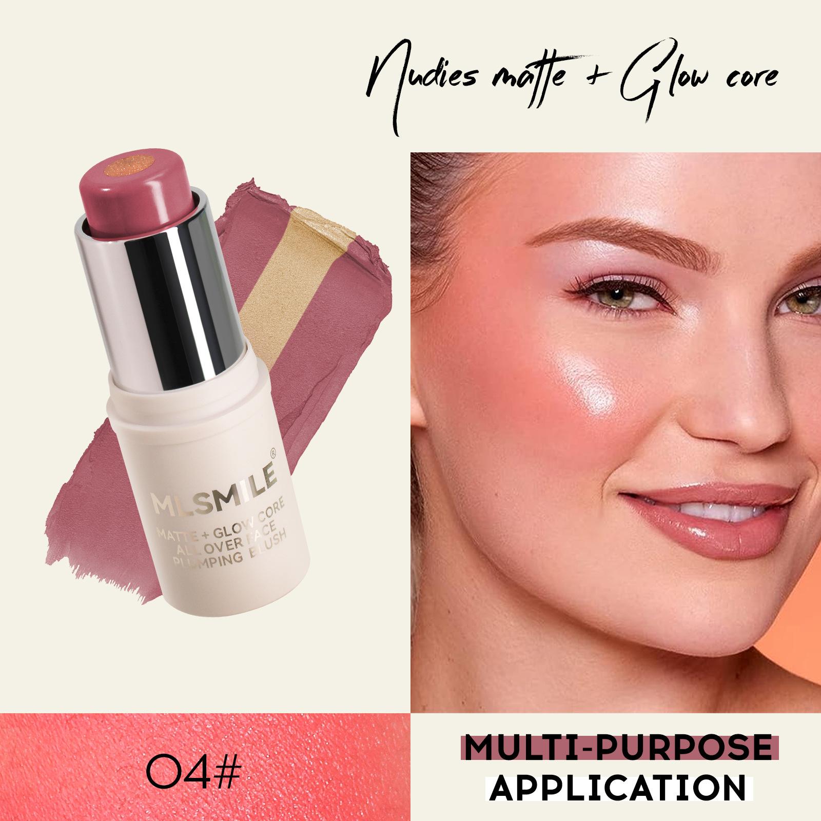 

MLSMILE Vitality Smooth Blush Eyeshadow Lip Multipurpose Transparent Lip Balm Brightens Color Gloss Stick Sandwid Powder Blusher Stick
