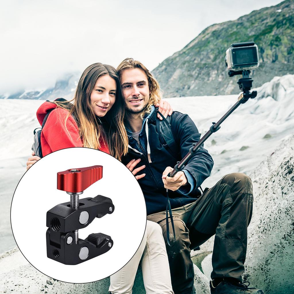 Camera Clamp Mount Photography Support Arm Clamp 1/4 and 3/8 Screw Holes Durability Camera Mount Clamp