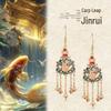 925 Sterling Silver Fish & Dragon Court-Style Tassel Earrings for Women