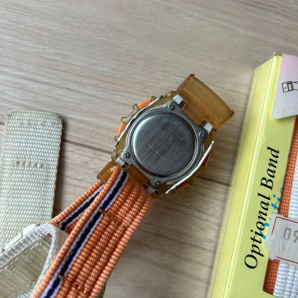 Used CASIO Baby-G Digital Watch Clear Orange with New Band