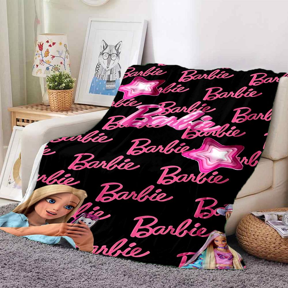 1 peça Cobertor de Flanela Barbie Macio, Quente e Aconchegante para Sofá, Cama, Escritório e Viagem Versátil para Todas as Estações Presente, presente de Natal
