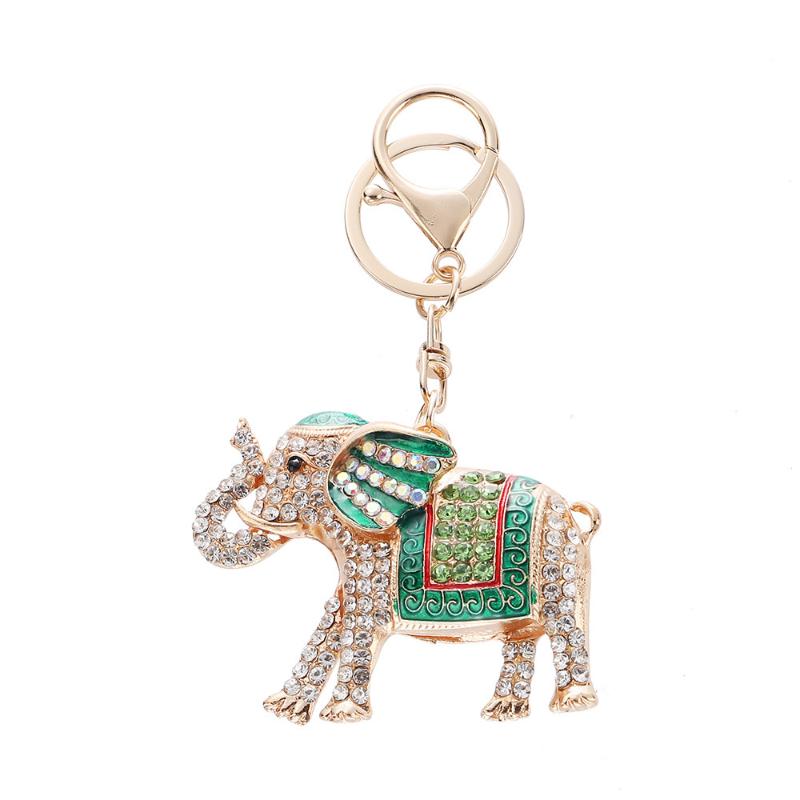 Fashion Rhinestone Elephant Keychains Cute Animal Keyrings Car Key Chain Women Bag Charm Pendant Jewelry