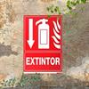 Iron Fire Extinguisher Sign 20x30cm Wall Mounted 2D Flat Safety Arrow Flame Design Red White High Quality