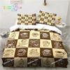 Coffee Pattern Bedding Set Printed Duvet Cover Sheet Pillowcase Bed Soft Quilt Cover Full Queen King Size Adult Kid Bedroom Gift
