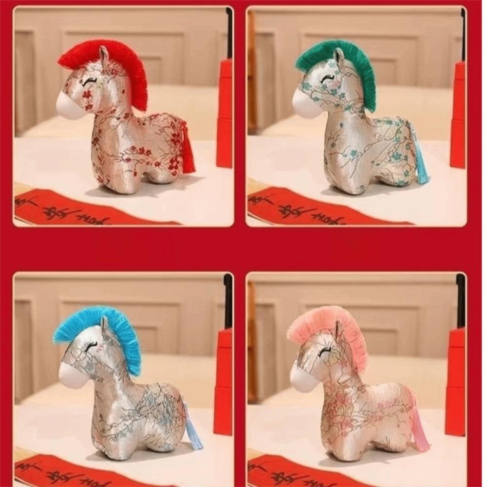 Tassel Tail Horse Plush Doll PP Cotton Filling Pony Decor Cute New Year Mascot Decor  Office Decor