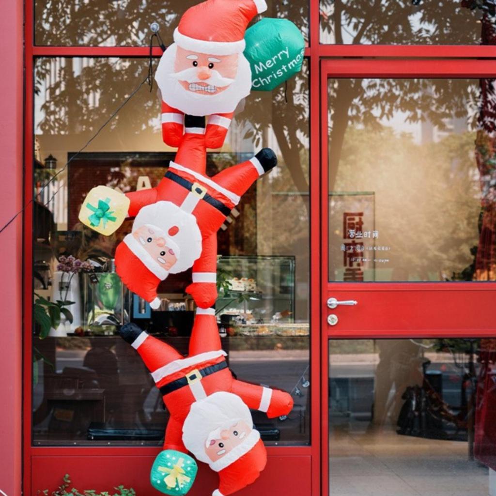 Inflatable Decoration with Three Santa Figures Tall 2.4 M Christmas Festive