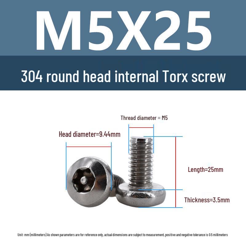 Șuruburi Yigu Antifurt Torx cu Pin Cap Rotund M3-M6 Oțel Inoxidabil