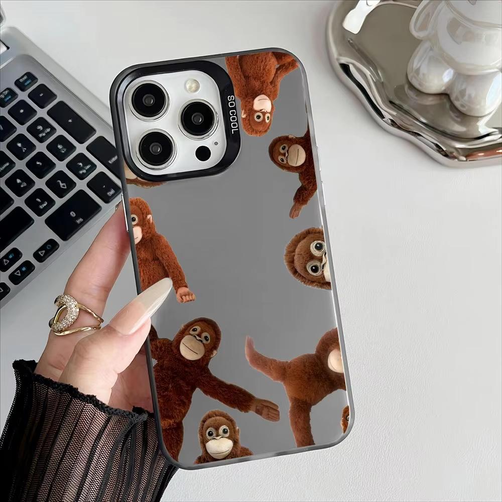 

Funny Monkey Phone Case For iPhone 17 Pro Max 16 15 Pro 14 13 12 11 XR XS 17Air Plus Hard Matte Cover iPhone XS Max чёрный