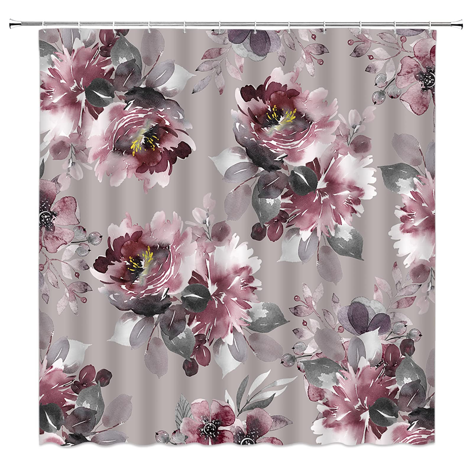 

Red Rose Shower Curtain Retro Rose Floral Bathroom Decor Bath Curtain Polyester Fabric Waterproof Bathroom Curtains With Hooks W60H190(CM)-1 Pcs