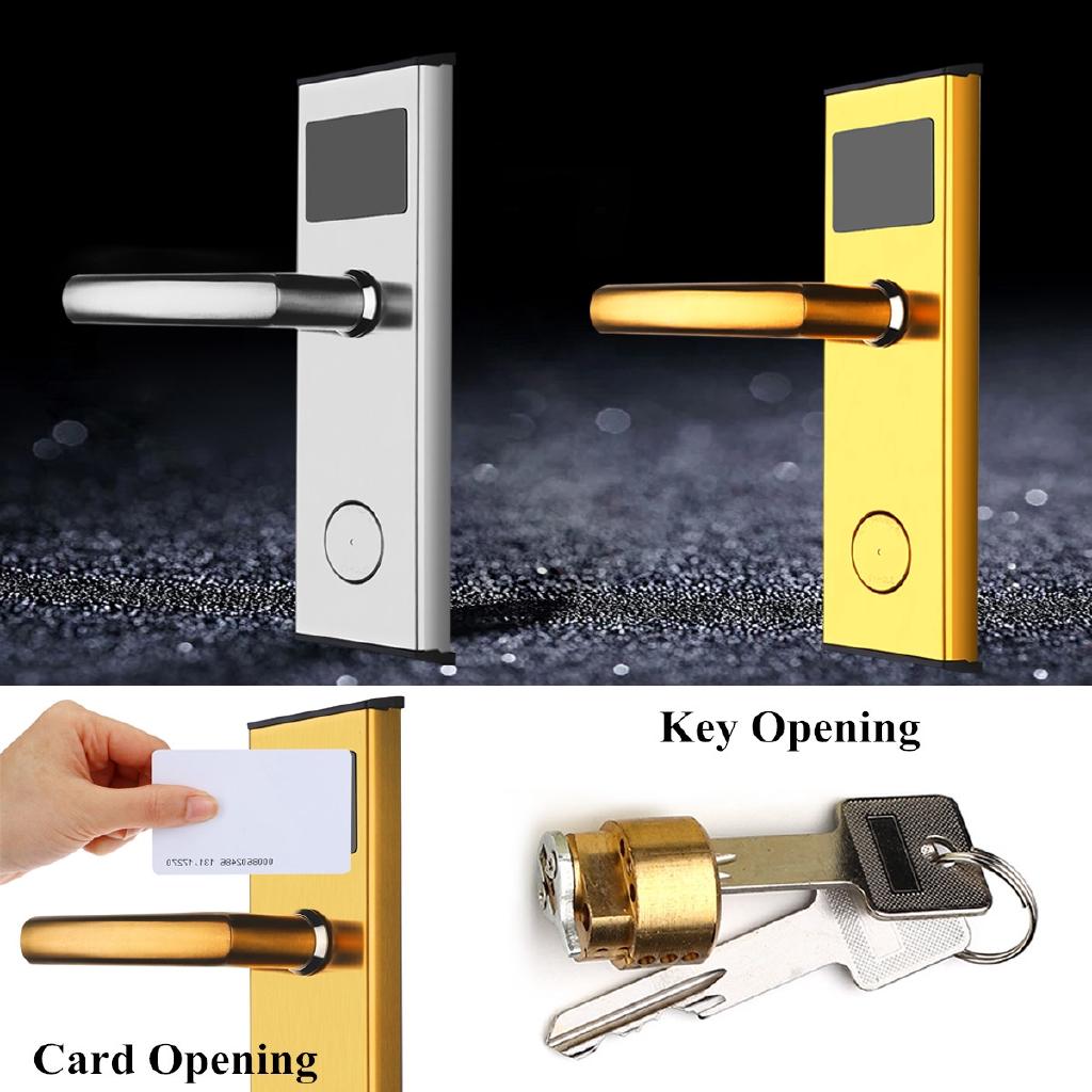 DC 6V Gold/Silber 125KHz Türöffner mit Karten und Schlüsseln, rost- und korrosionsbeständig - internationales digitales Türschloss für Hotels