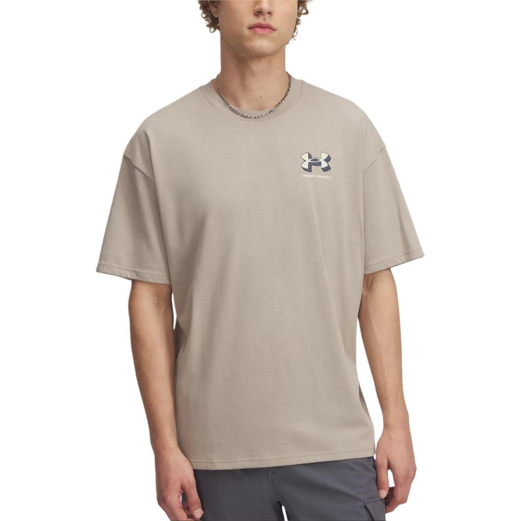 Under Armour SS25 Minimalistisches Locker geschnittenes Kurzarm-T-Shirt Herren Tops Grau-Braun Altrosa Sturmgrau 1387285-203