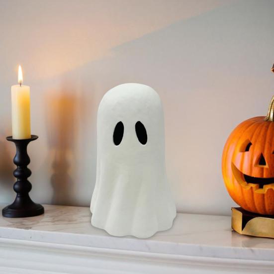 Halloween Ghost Figurine Spooky Small White Ghost Statue Resin Tabletop Decoration for Halloween Indoor Home Shelf Desk Decor