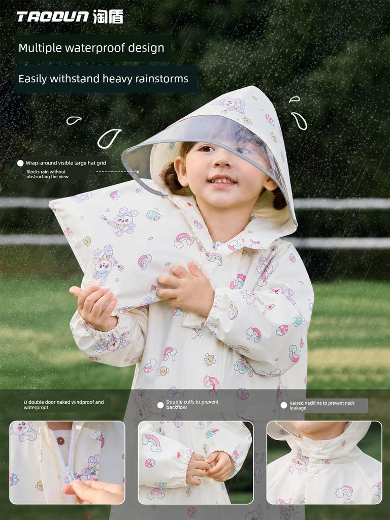 Children's Raincoat for Boys and Girls, Elementary School Students with Backpack Space, Special Rain Poncho for Babies Going to Kindergarten, Large