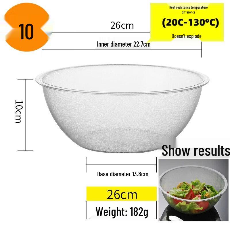 Jingbaodi 26cm Frosted PC Salad Bowl (10-Pack)