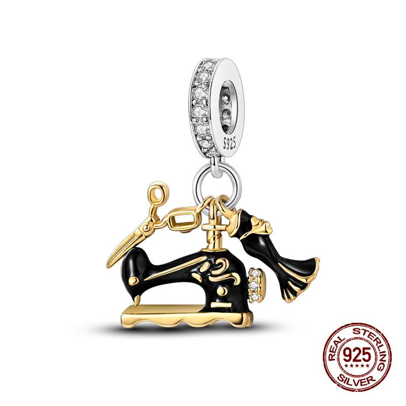 Charm Copper Fit Pandachoriginal Charms Bracelet Tailor Sewing Machine Pendant Beads Diy Jewelry Giftnew
