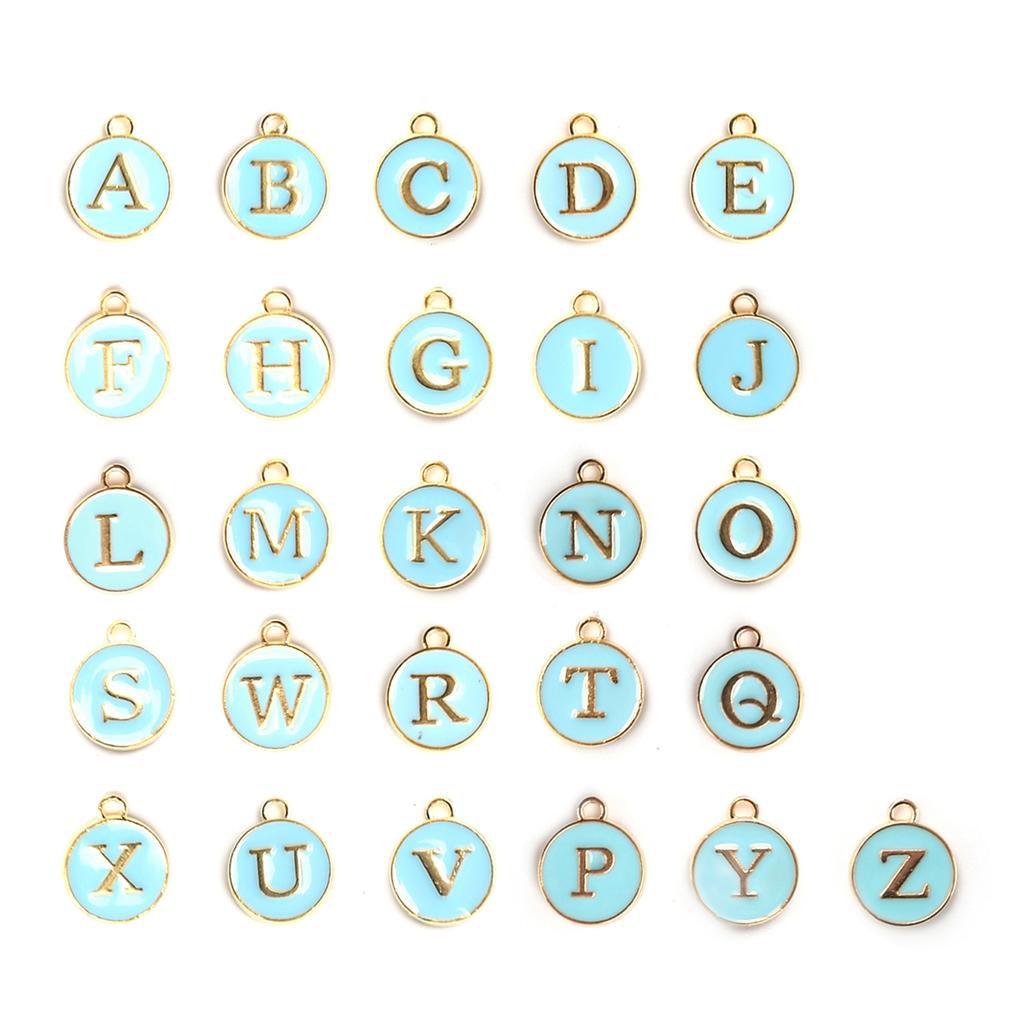 26pcs / Bag English Letter Pendant Metal Round Pendant for Jewelry Making Craft