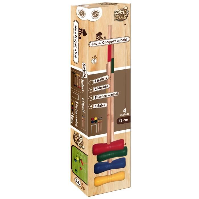 Wooden Croquet Set - MGM - 73cm - 4 Balls - For Children Aged 6 and Up