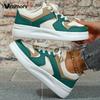 Trendy Walking Shoes Casual Daily Board Shoes Men Women PU Leather Casual Sneaker Lace-up Platform Shoes Non-slip Wear-resistant