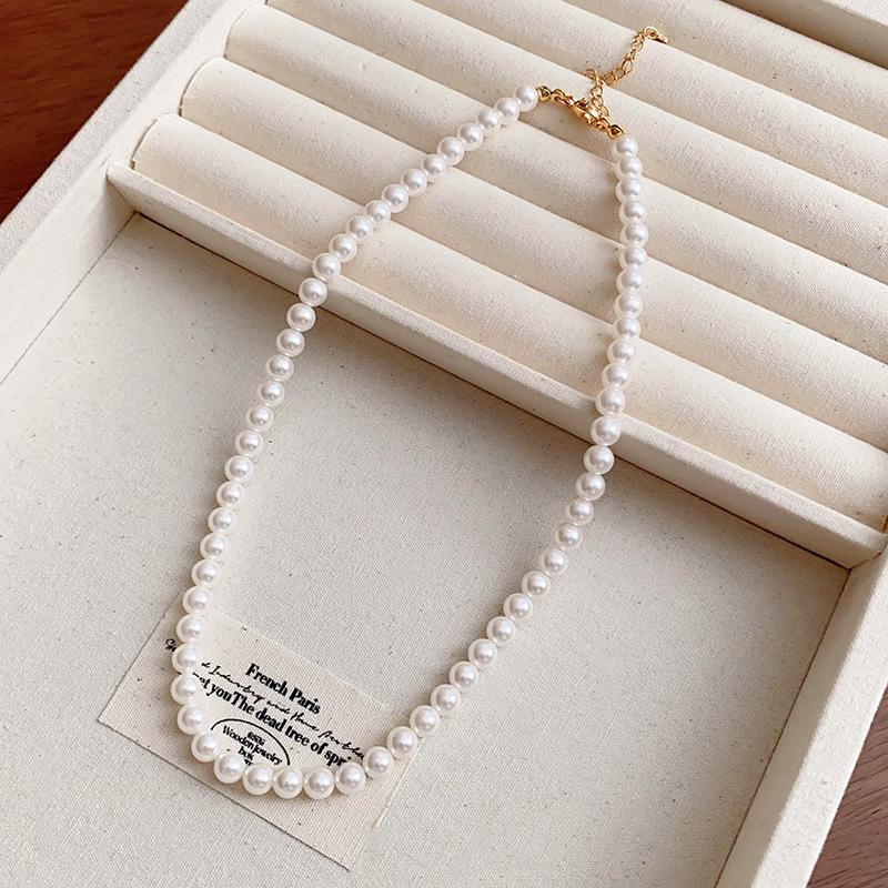 Baroque Water Drop Pearl Fringe Necklace Temperament Collarbone Chain French Retro Necklace Women