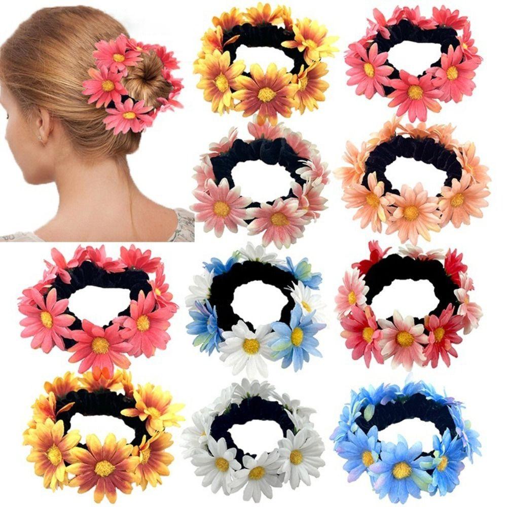 Simulace Látková Květinová Čelenka Elastické Gumičky do Vlasů Sponky Módní Čelenky Ženy Dívky