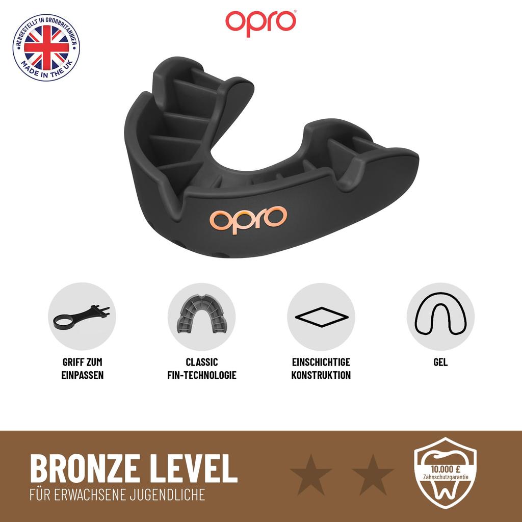 OPRO Mouth Guard Mouthpiece Sports Martial Arts Youth Mouthpiece "Self-Fit/Bronze Level" (For Juniors/Children/Blue)