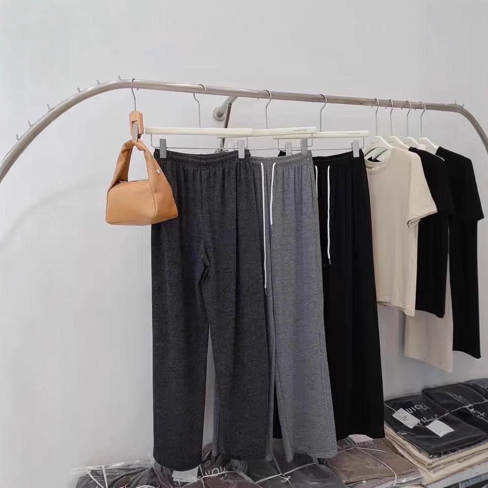Petite Elastic Waist Wide Leg Drawstring Pants for Women, XS - Slimming, Straight, Casual Style