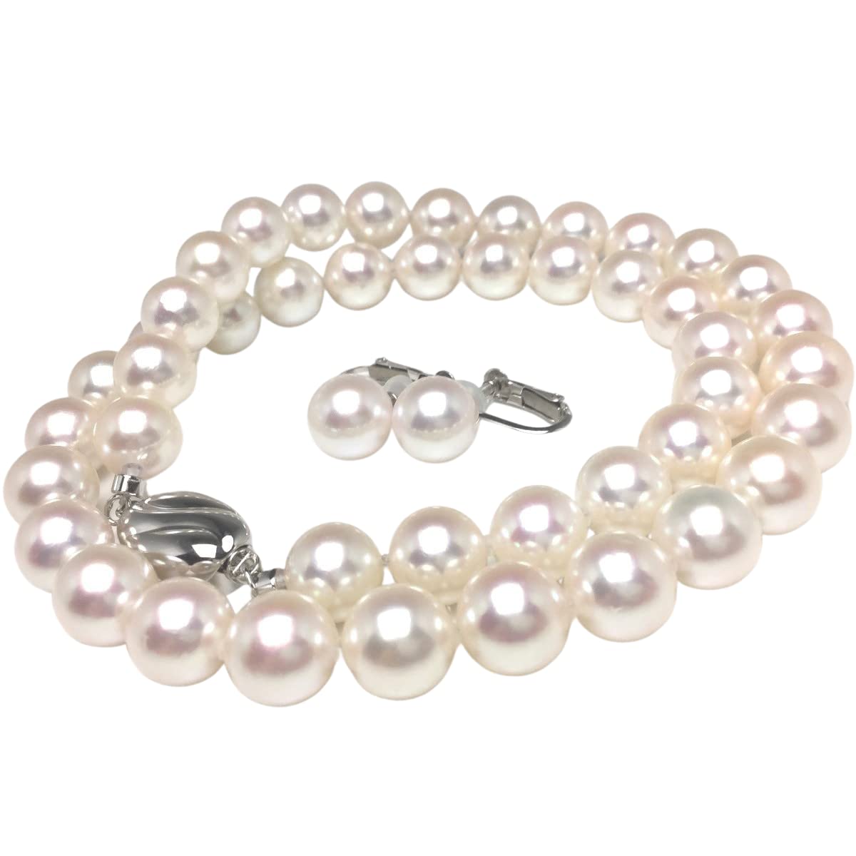 

Ise Shima pearl specialized store Isowa Pearl of authenticity Akoya perl necklace earrings set White cream pink pearl [Isowa Pearl] [Сертифікат білий