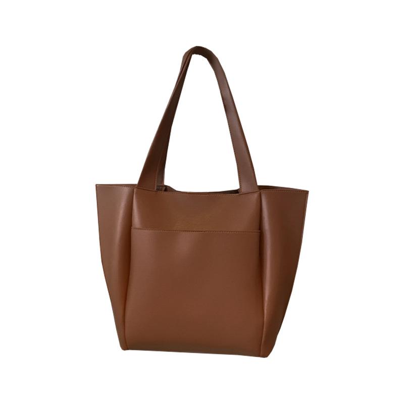 Niszowy Design Duża Torba Tote Czarna Torba na Ramię Prosta i Modna Miękka Torba ze Skóry PU Bagaż