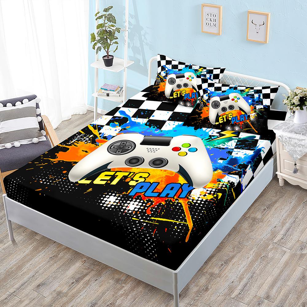 E-Sports Gamepad Kit, Bed Hat Three-Piece Set, Bed Cover, Pillowcase, Mattress Protective Cover.